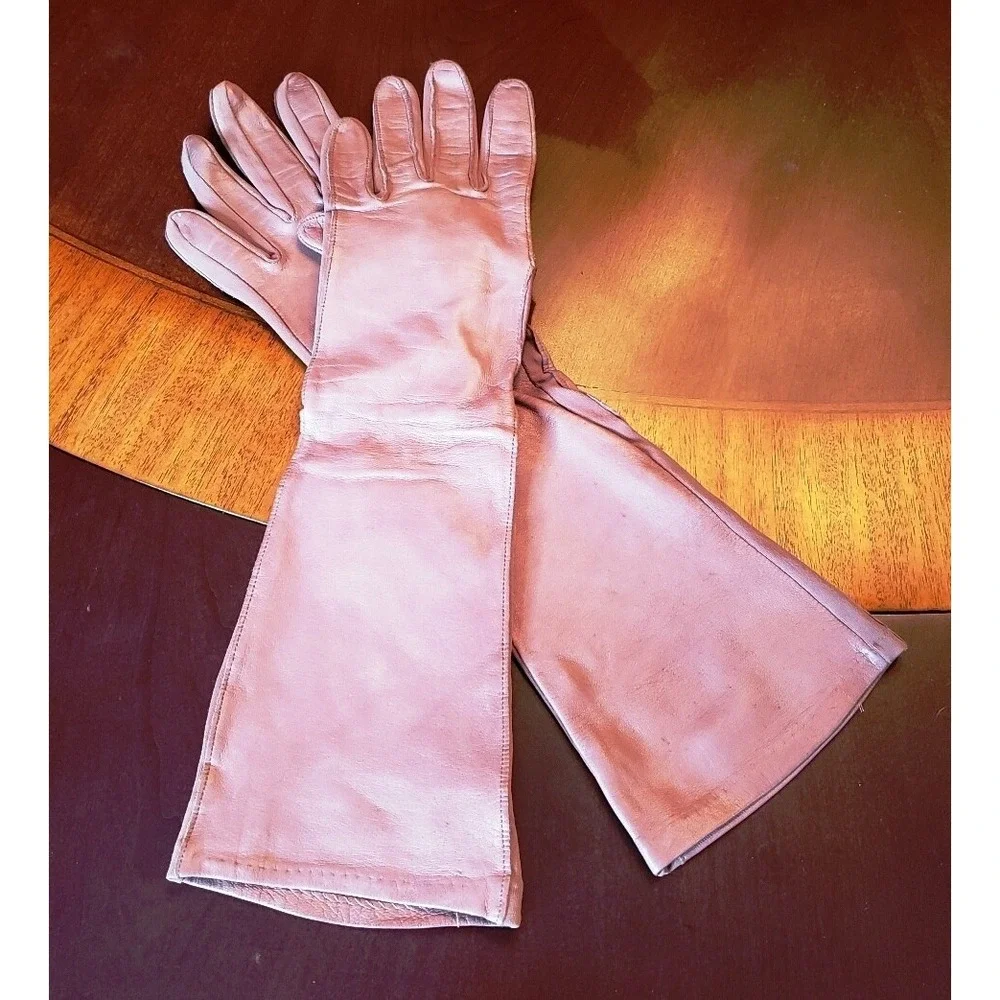 Women's‎ Long Elbow length Beige/Pink Gloves Size 3 Brand: Van Raalte